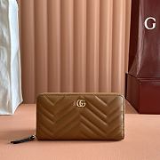 Bagsaaa Gucci GG Marmont zip around wallet 837758 brown - 19cm - 1