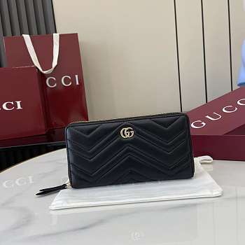 Bagsaaa Gucci GG Marmont zip around wallet 837758 black - 19cm