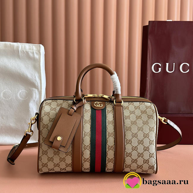 Bagsaaa Gucci Ophidia medium boston bag 857595 beige and brown - 30cm - 1