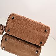 Bagsaaa Alaïa Mina 20 laser-cut nubuck tote bag in brown color - 20cm - 4