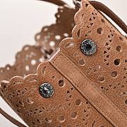 Bagsaaa Alaïa Mina 20 laser-cut nubuck tote bag in brown color - 20cm - 3