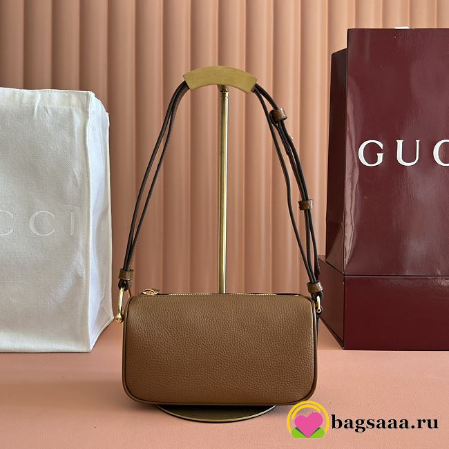 Bagsaaa Gucci Half Horsebit mini bag 860784 brown leather - 19cm - 1