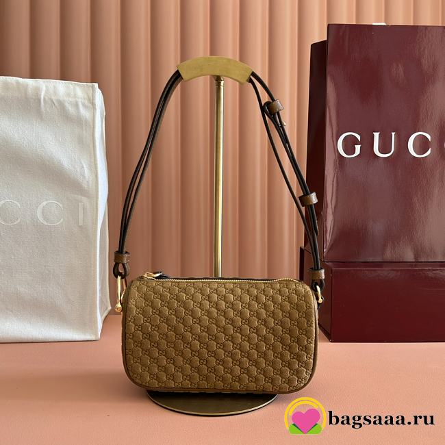 Bagsaaa Gucci Half Horsebit mini bag 860784 brown suede - 19cm - 1