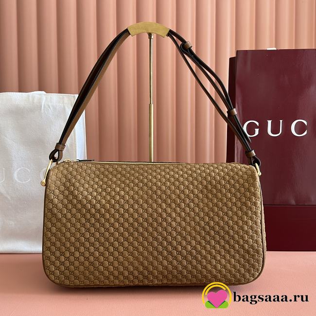Bagsaaa Gucci Half Horsebit large shoulder bag 862530 brown suede - 38cm - 1