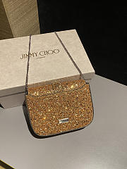 Bagsaaa Jimmy Choo Cheri glitter crossbody bag with gold crystal-embellished - 18cm - 4