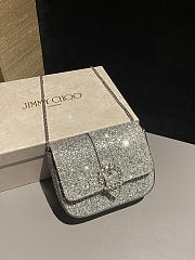 Bagsaaa Jimmy Choo Cheri glitter crossbody bag with silver crystal-embellished - 18cm - 1