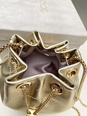 Bagsaaa Jimmy Choo Bon Bon Micro leather bucket bag in a gold metallic - 16cm - 3