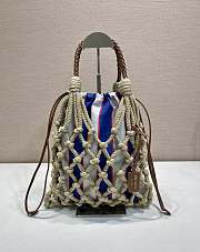 Bagsaaa Prada Noué medium cotton macramé bag 1BC111 Cord/Royal Blue - 37cm - 1