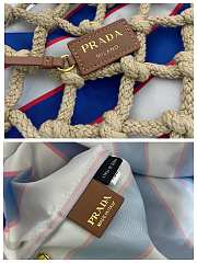 Bagsaaa Prada Noué medium cotton macramé bag 1BC111 Cord/Royal Blue - 37cm - 3