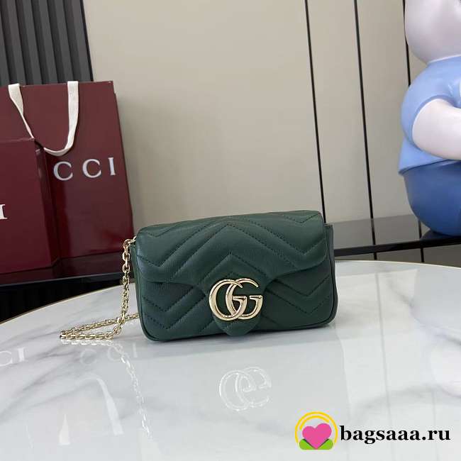 Bagsaaa Gucci GG Marmont mini shoulder bag 841290 green - 17cm - 1