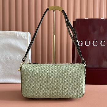 Bagsaaa Gucci Half Horsebit medium shoulder bag 860787 green suede - 31.5cm