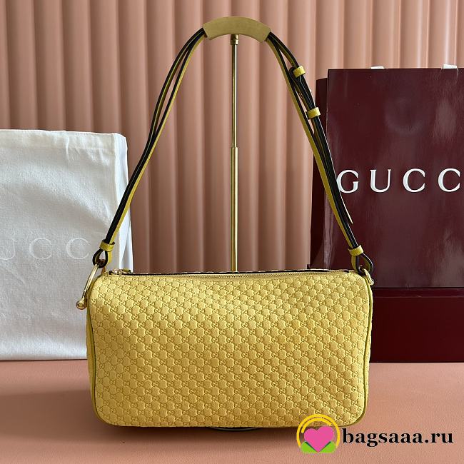 Bagsaaa Gucci Half Horsebit medium shoulder bag 860787 yellow suede - 31.5cm - 1