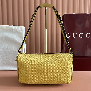 Bagsaaa Gucci Half Horsebit medium shoulder bag 860787 yellow suede - 31.5cm