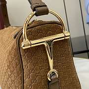 Bagsaaa Gucci Half Horsebit medium shoulder bag 860787 brown suede - 31.5cm - 2