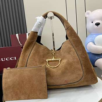 Bagsaaa Gucci Softbit maxi shoulder bag 837466 brown suede - 46cm