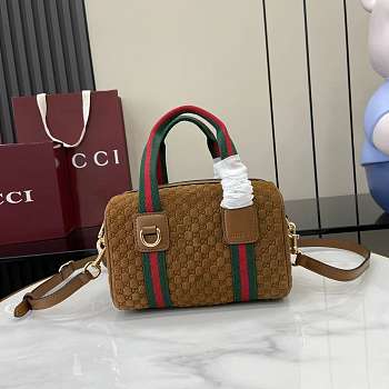 Bagsaaa Gucci Mini GG handbag 859975 brown suede - 20cm