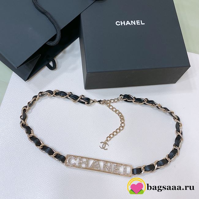 Bagsaaa Chanel chain belt in black leather and gold-tone metal - 1