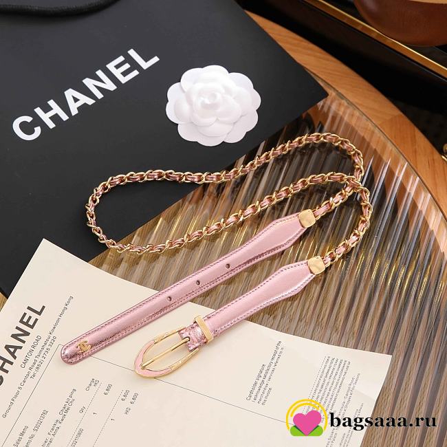 Bagsaaa pink leather and gold-tone chain Chanel belt - 1