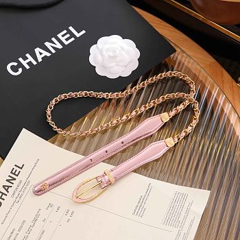 Bagsaaa pink leather and gold-tone chain Chanel belt