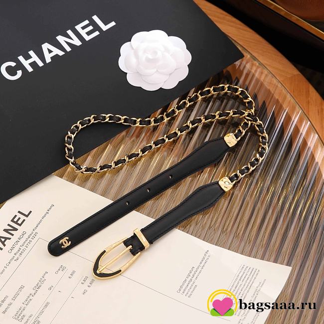 Bagsaaa black leather and gold-tone chain Chanel belt - 1