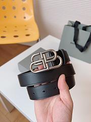 Bagsaaa Balenciaga BB leather belt in black with silver BB logo - 1