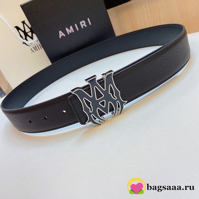 Bagsaaa Amiri MA Logo belt in black leather with a logo-buckle fastening - 1