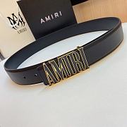 Bagsaaa Amiri Core leather belt with a gold-tone logo buckle - 1