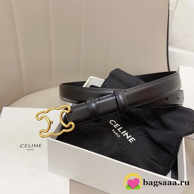 Bagsaaa Celine Triomphe belt in black taurillon leather with gold-finish hardware - 1