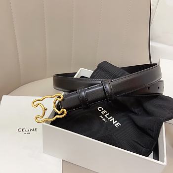 Bagsaaa Celine Triomphe belt in black taurillon leather with gold-finish hardware