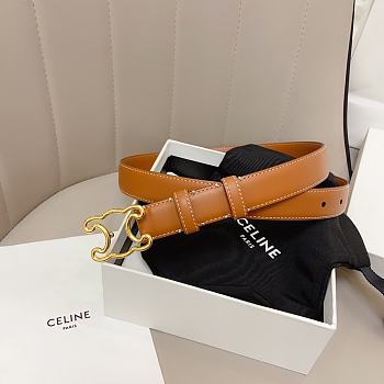 Bagsaaa Celine Triomphe belt in brown taurillon leather with gold-finish hardware