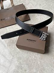 Bagsaaa black Burberry leather belt with a silver-tone buckle - 1