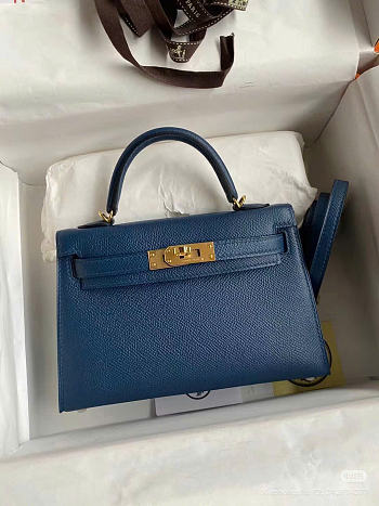 Bagsaaa Hermes Kelly Mini In Blue Epsom Leather - 19cm