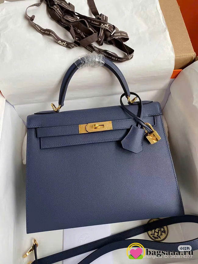 Bagsaaa Hermes Kelly Blue Epsom Leather - 25cm - 1