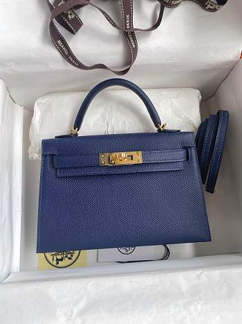 Bagsaaa Hermes Kelly Mini In Blue #68 Epsom Leather - 19cm