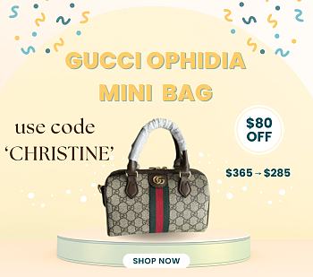 Bagsaaa Gucci Ophidia mini top handle bag 772053 beige & ebony - 21.5x14 cm