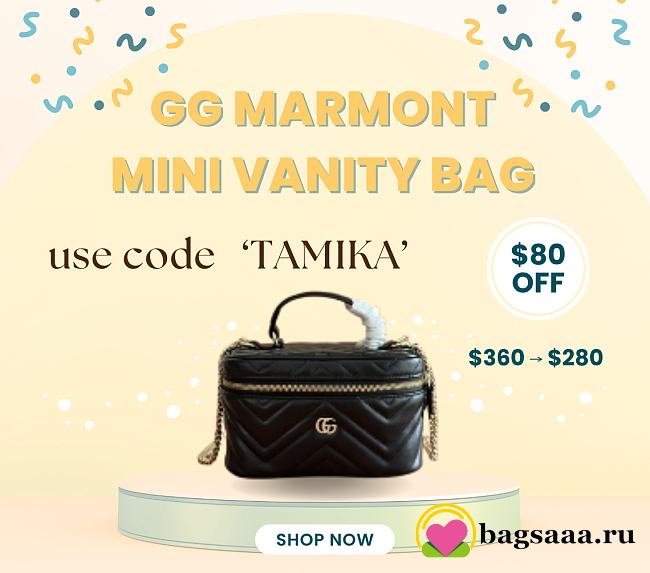 Bagsaaa Gucci GG Marmont mini vanity bag 837454 black - 19cm - 1