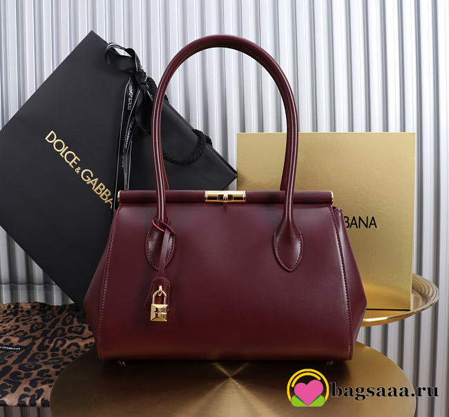 Bagsaaa Dolce & Gabbana Marlene top handle bag in burgundy - 30cm - 1