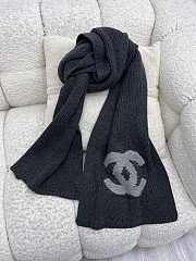 Bagsaaa dark gray Chanel cashmere and wool blend scarf  - 1