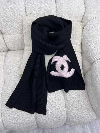 Bagsaaa black Chanel cashmere and wool blend scarf 