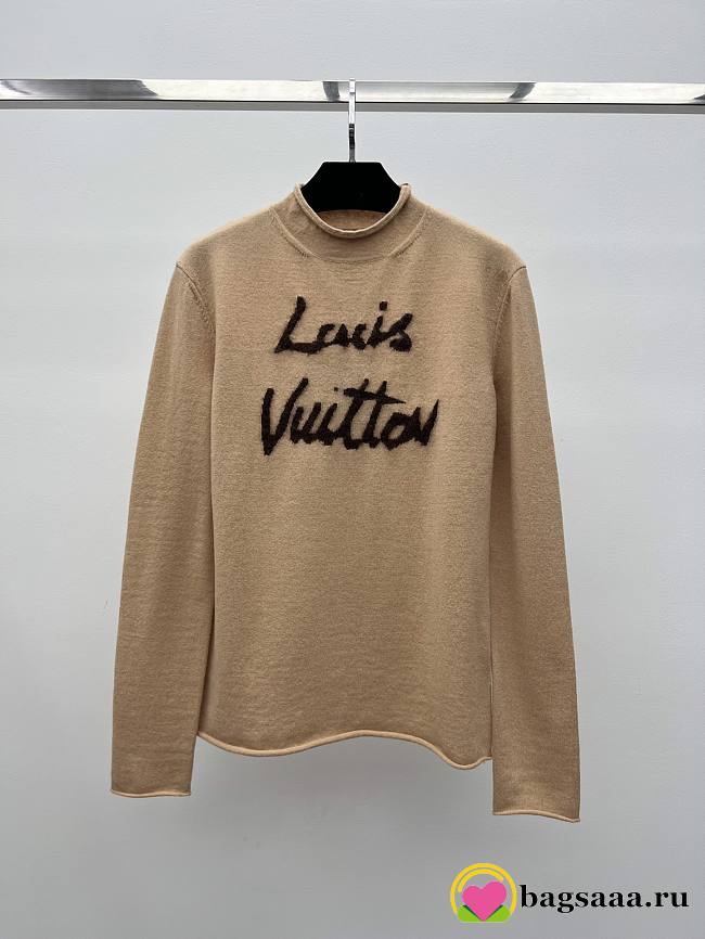 Bagsaaa Louis Vuitton Brushed Signature Pullover in a beige wool - 1
