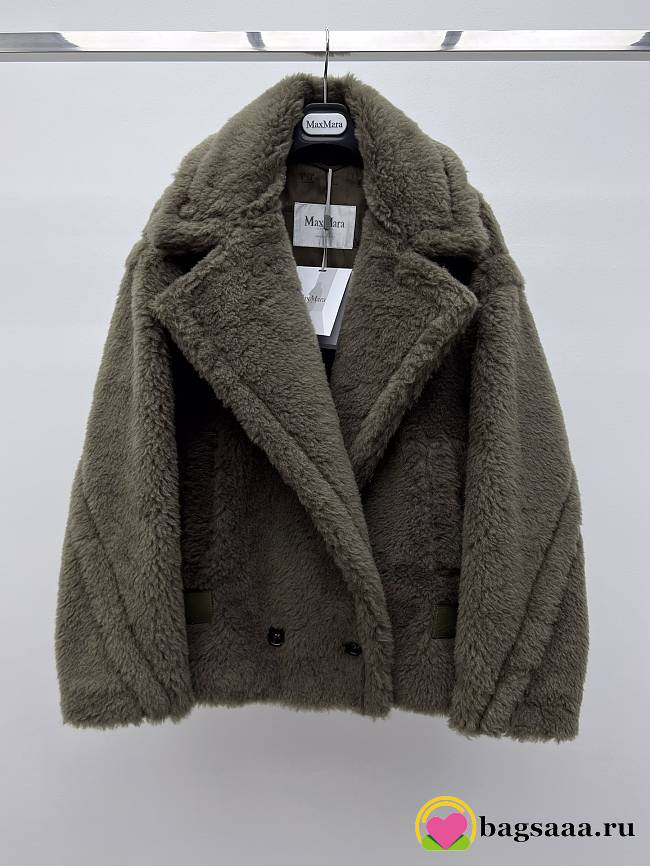 Bagsaaa Max Mara Teddy Bear Icon coat in green alpaca and wool-blend fabric - 1
