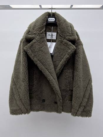 Bagsaaa Max Mara Teddy Bear Icon coat in green alpaca and wool-blend fabric