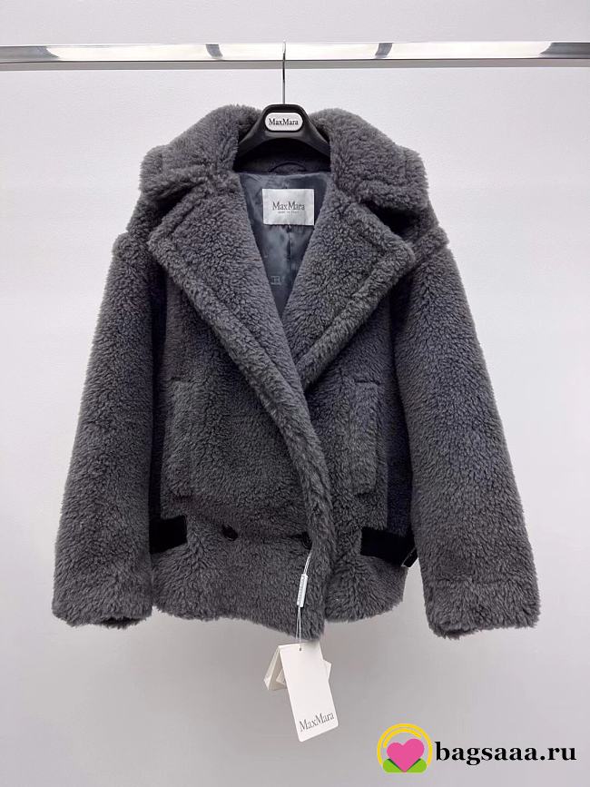 Bagsaaa Max Mara Teddy Bear Icon coat in gray alpaca and wool-blend fabric - 1