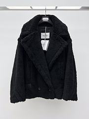 Bagsaaa Max Mara Teddy Bear Icon coat in black alpaca and wool-blend fabric - 1