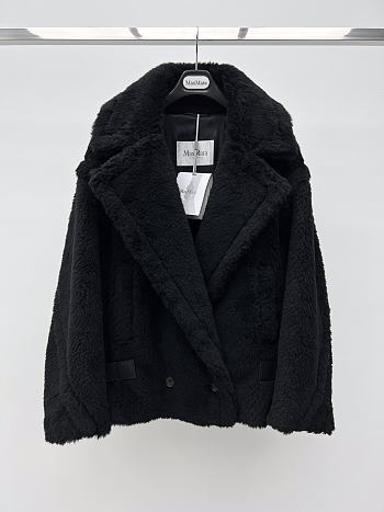 Bagsaaa Max Mara Teddy Bear Icon coat in black alpaca and wool-blend fabric