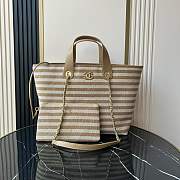 Bagsaaa Chanel Deauville tote bag in canvas material with beige and white stripes - 1