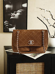 Bagsaaa Chanel Split Pocket Flap Bag in brown suede - 35cm - 1