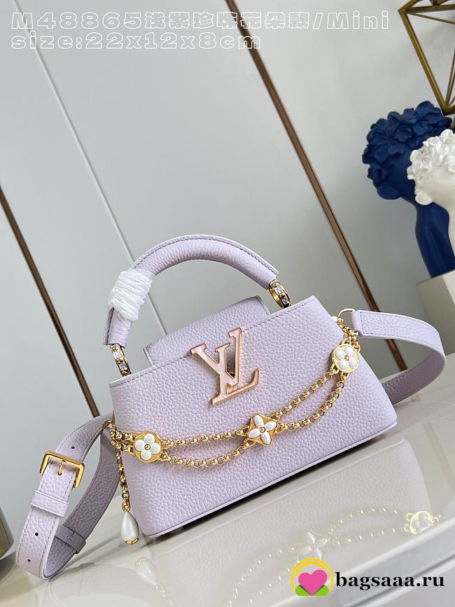 Bagsaaa Louis Vuitton M48865 Capucines East-West Mini handbag purple - 22cm - 1