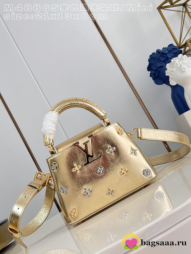 Bagsaaa Louis Vuitton Capucines Mini handbag in metallic gold - 21cm - 1