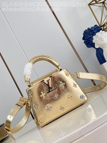 Bagsaaa Louis Vuitton Capucines Mini handbag in metallic gold - 21cm